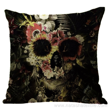 Hot Linen Halloween Skull Pillow cushion case